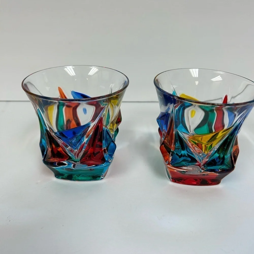 Italian Crystal Empress Short Drinking Glasses, Set of 2, Made in Italy / MURANO